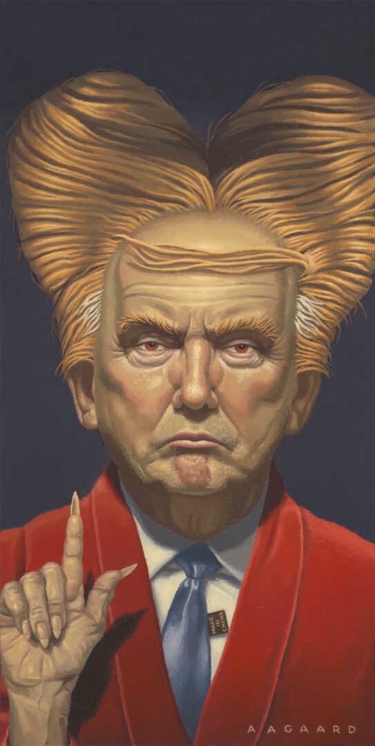 Oil painting of Trump's new look to further enhance his alpha persona channels Bram Stoker's Dracula movie. As usual, The Donald can't totally abandon his classic comb over.